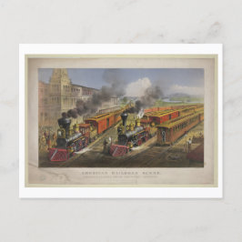 Cartão Postal American Railroad Scene, 1874, Currier & Ives