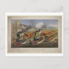 Cartão Postal American Railroad Scene, 1874, Currier & Ives