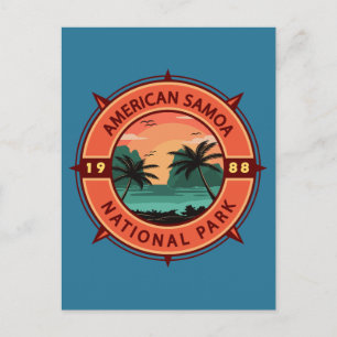 Cartão Postal American Samoa National Park Retro Compass Emblem