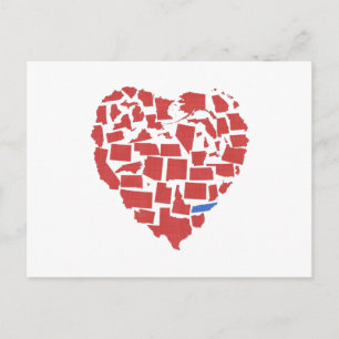 Cartão Postal American States Heart Mosaic Tennessee Red