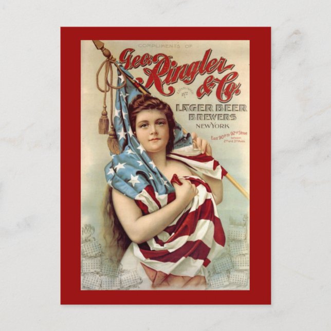 Cartão Postal Americana de colheita de cerveja Ringler e Co Lage (Frente)