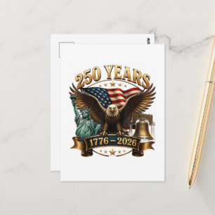 Cartão Postal Americano 250º Aniversário EUA Patriótico 4 de Jul