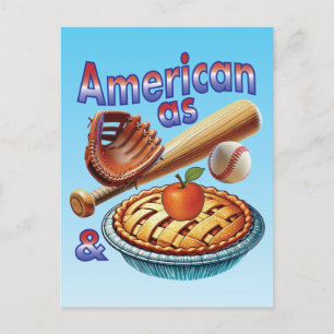 Cartão Postal Americano divertido como Beball e Apple Pie