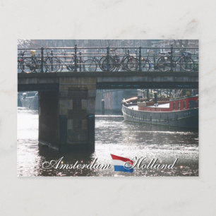 Cartão Postal Amesterdã Bicicletas na Ponte Holland