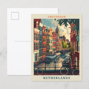 Cartão Postal Amesterdã Holanda Art Eegant Viagens vintage