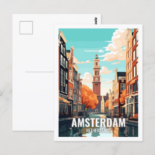Cartão Postal Amesterdã Países Baixos - Famosos Viagem Locais