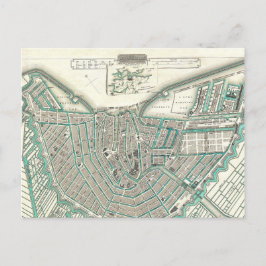 Cartão Postal Amesterdã, Países Baixos - Mapa Antiquado do Plano
