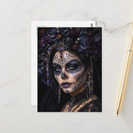 Cartão Postal Amethyst Orchid Calavera – Gothic Sugar Skull