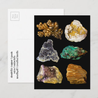 Cartão Postal Ametyst Mica Copper Barite Malachite Geode Rocks