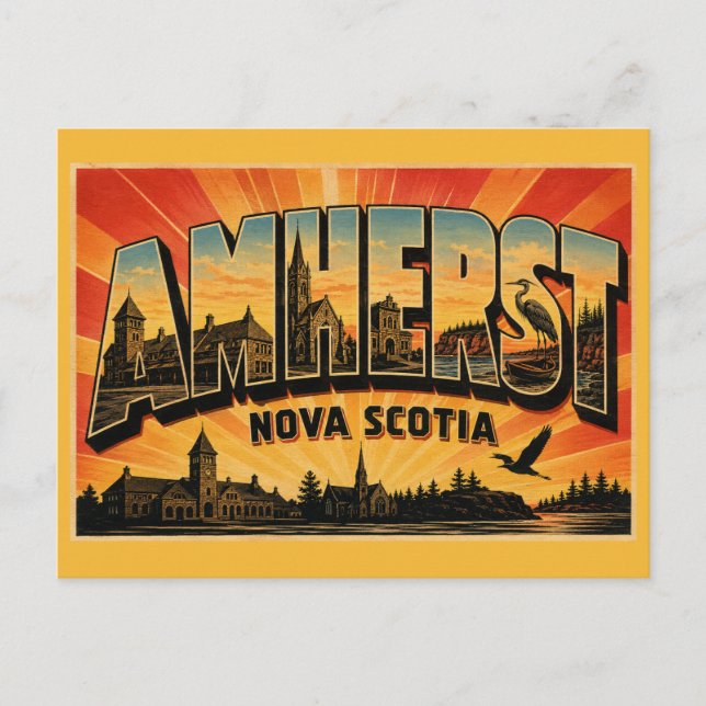 Cartão Postal Amherst Nova Scotia Cidade Fronteiriça (Frente)