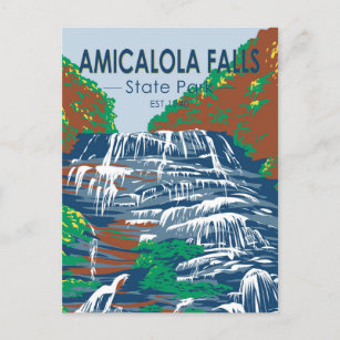 Cartão Postal Amicalola Falls State Park Georgia Vintage