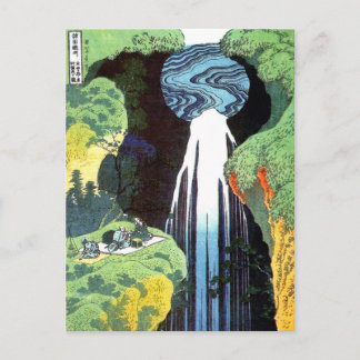 Cartão Postal Amida Waterfall na estrada de Kisokaido, Hokusai