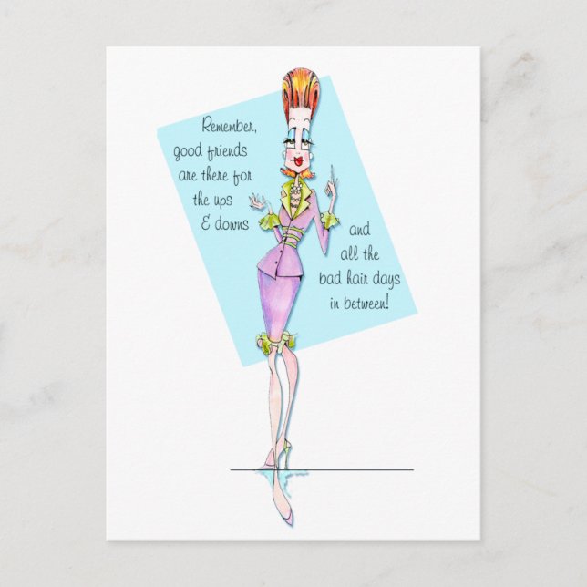 Cartão Postal Amigos através de dias de cabelo bons e ruins (Frente)