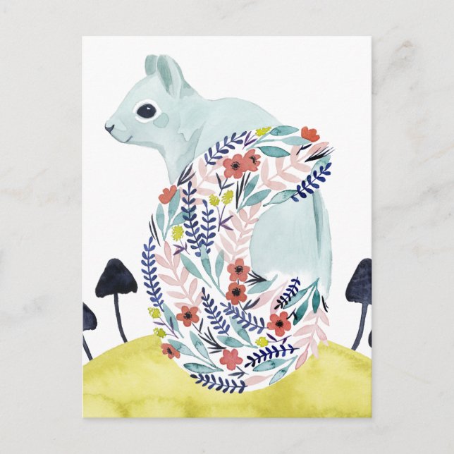 Cartão Postal Amigos da Clementina | Esquilo de arte popular (Frente)