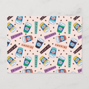 Cartão Postal AMIGOS™   Padrão De Café Vibrante Para A Perk Cent