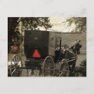 Cartão Postal Amish Horse e Buggy Sepia Postcard Arte Digital