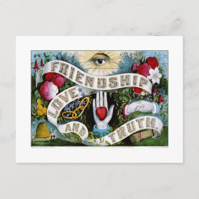 Cartão Postal Amizade, amor e verdade (1874) (Frente)