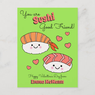 Cartão Postal Amizade de Dia de os namorados Sushi Cute Kids