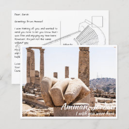 Cartão Postal Amman Jordan com a Mão de Hércules