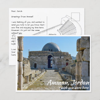 Cartão Postal Amman Jordan com o Palácio Umayyad