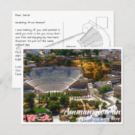 Cartão Postal Amman Jordan com o Teatro Romano em Cima