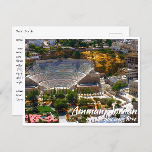 Cartão Postal Amman Jordan com o Teatro Romano em Cima
