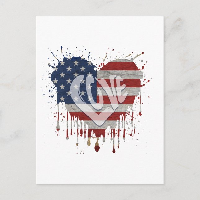 Cartão Postal Amo a Bandeira Americana (Frente)