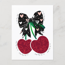 Cartão Postal Amo cereja muito fruta engraçado