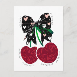 Cartão Postal Amo cereja muito fruta engraçado