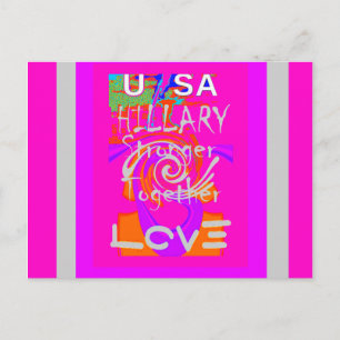 Cartão Postal Amo Hillary USA Presidente Fortaleza Arte