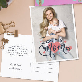 Cartão Postal Amo-te mãe, mãe, tipografia, dia de as mães