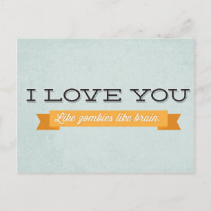 Cartão Postal Amo você como zumbis como o cérebro