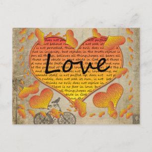 Cartão Postal Amor 1 Coríntios 13 Corações
