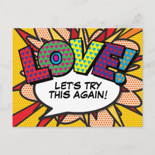 Cartão Postal Amor Adiamento de Data Quadrinhos Pop Art