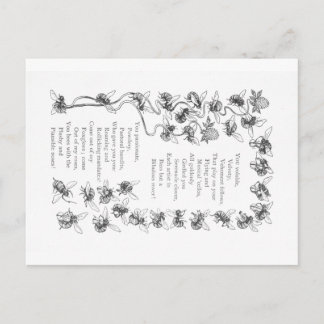 Cartão Postal Amor às Abelhas - Imagem e Poema de Vintage