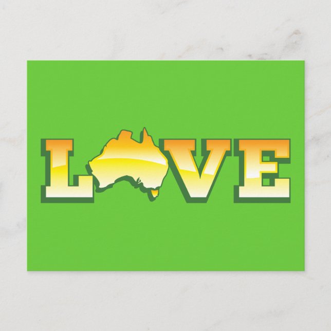 Cartão Postal AMOR Austrália Aussie Love Heart Map AWESOME! (Frente)