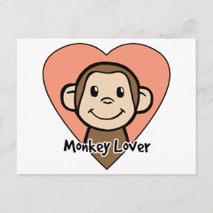 Cartão Postal Amor bonito do macaco do sorriso do clipart dos