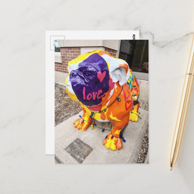 Cartão Postal Amor Bulldog (Frente/Verso In Situ)