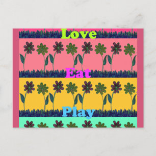 Cartão Postal Amor Comer Brincar Impressão de Arte