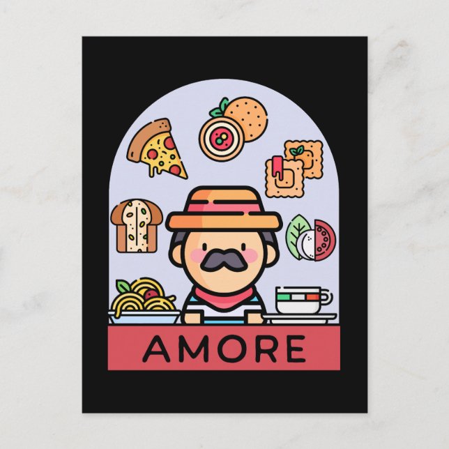 Cartão Postal Amor Comida Italiana (Frente)