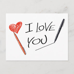 Cartão Postal Amor Coração Vermelho Pensando em Você, Sinto Saud
