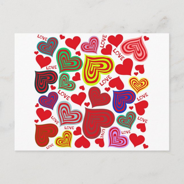 Cartão Postal amor - corações e amor (Frente)