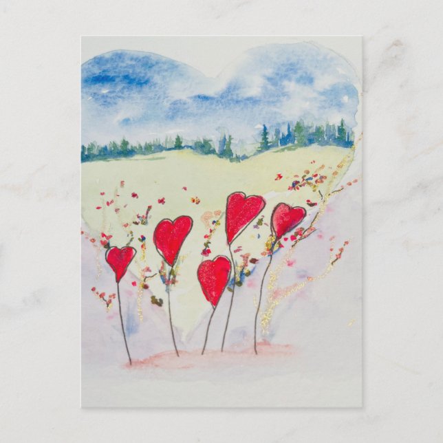 Cartão Postal Amor Corações para Sempre (Frente)