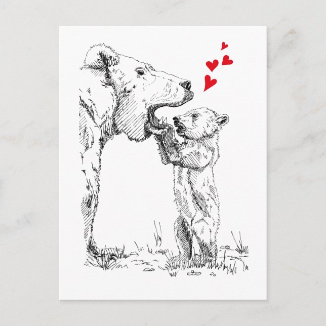 Cartão Postal amor, curioso, urso, berçário, criança, animal (Frente)