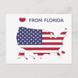 Cartão Postal Amor da Flórida - Orgulho Estatal - Bandeira dos E