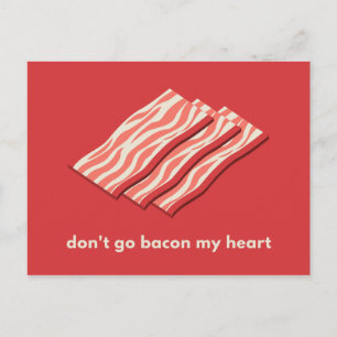Cartão Postal Amor de Bacon Ilustrado Vermelho