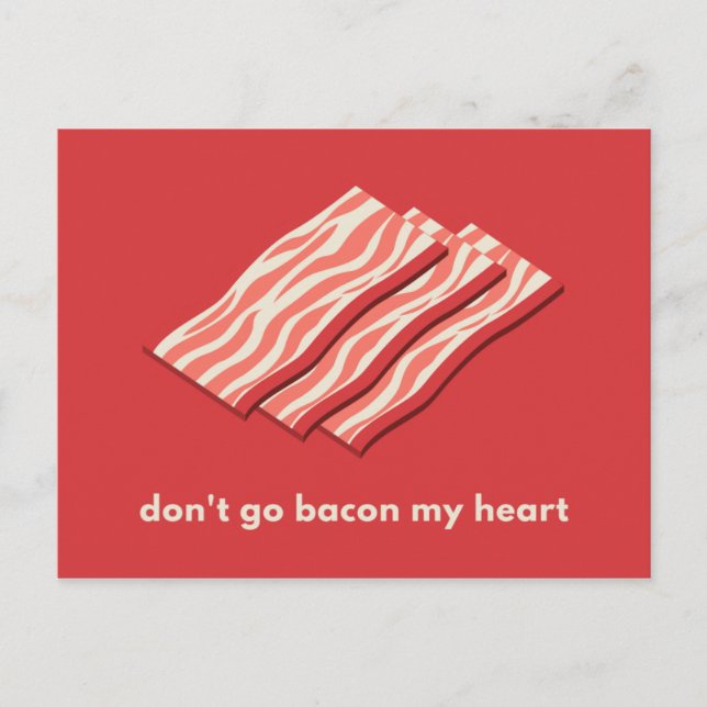 Cartão Postal Amor de Bacon Ilustrado Vermelho (Frente)