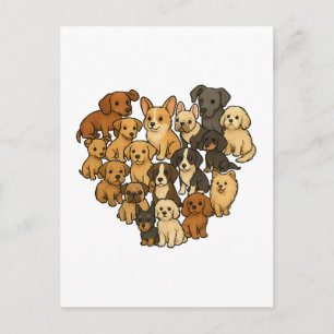 Cartão Postal Amor de Cachorrinho - Coração Feito de Cachorros