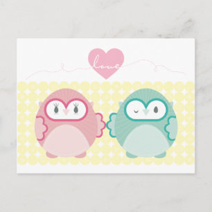 Cartão Postal AMOR DE CORUJA :: menina + menino delicados