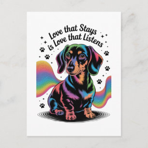 Cartão Postal Amor de Dachshund que Fica é Amor que Escuta